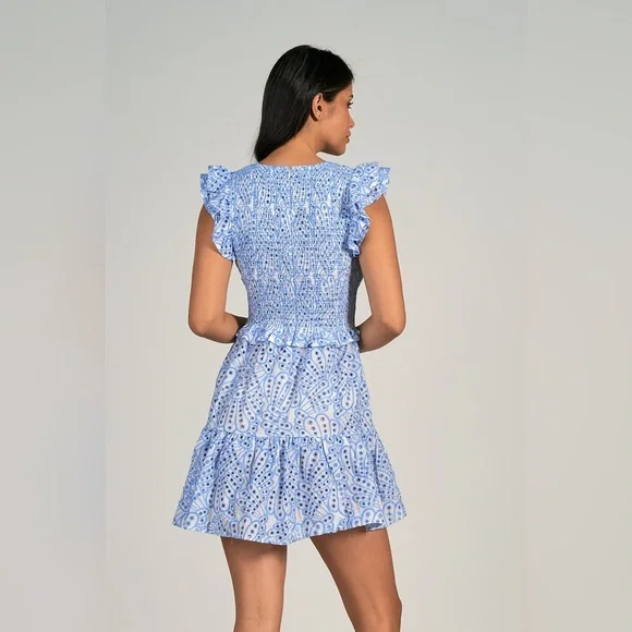 Elan Blue Smocked Ariel Dress Size Small - Picture 3 of 10